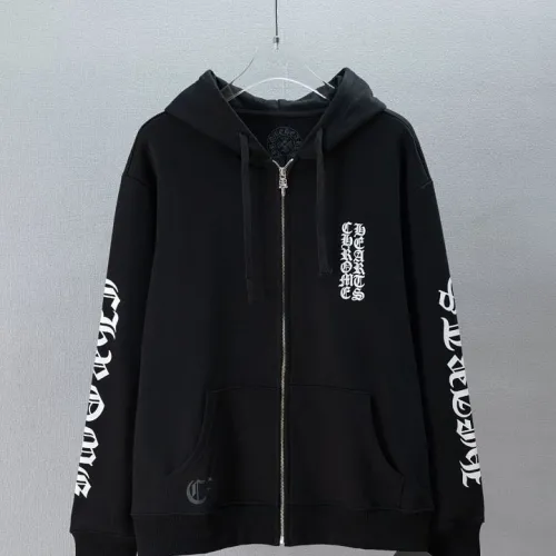Chrome Hearts Full Zip Hoodie Blue Gothic Letter Print, White, Black #A68769