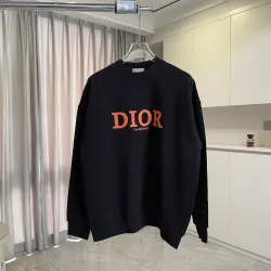 Dior Crew Neck Sweatshirt With Orange Logo Print On Chest, White, Black #A69410