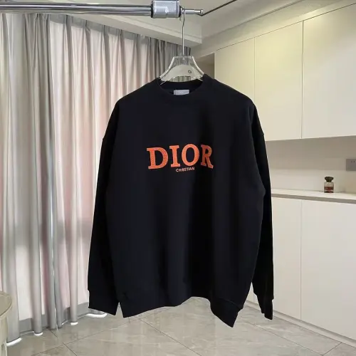 Dior Crew Neck Sweatshirt With Orange Logo Print On Chest, White, Black #A69410
