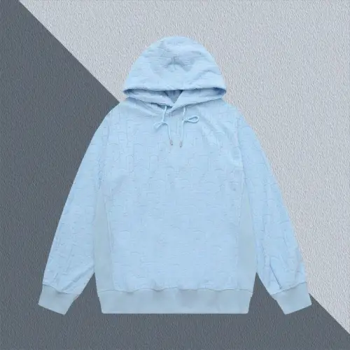 Dior Light Blue Hoodie With Signature Monogram Pattern And Classic Hooded Style #B54382