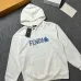 Fendi Floral Logo Print Pullover Hoodie, Black White #A68071