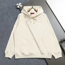 Gucci Classic Embroidered Solid Logo Hoodie, White, Grey, Black #A69009