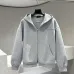 Gucci Full Zip Hoodie, 460gsm Heavyweight Fabric, Heather Grey, Black #A69029