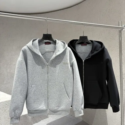 Gucci Full Zip Hoodie, 460gsm Heavyweight Fabric, Heather Grey, Black #A69029