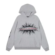 Hellstar Flame Graphic Print Pullover Hoodie, Heather Gray #A68442