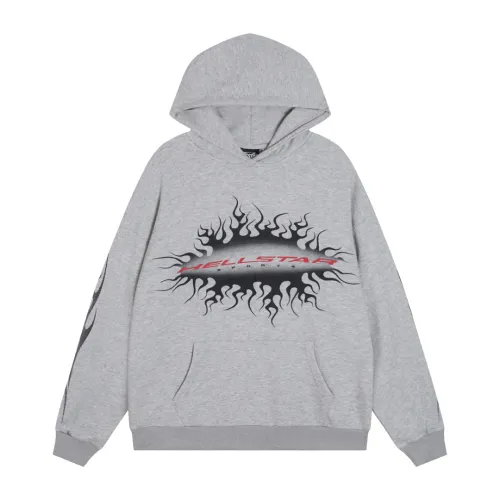 Hellstar Flame Graphic Print Pullover Hoodie, Heather Gray #A68442