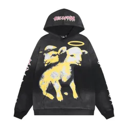 Hellstar The Lamb Graphic Pullover Hoodie Vintage Washed Black #A68761