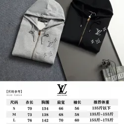 Louis Vuitton 3D Embroidery Zip Up Hoodie, Grey, Black #A68997