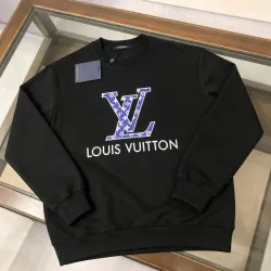 Louis Vuitton Blue Monogram LV Logo Crewneck Sweatshirt, Black, White #A69381