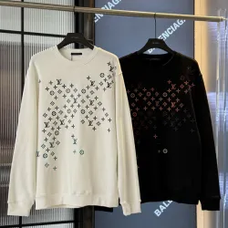 Louis Vuitton Mens Black Crew  Neck Sweatshirt with Colorful Monogram Patterns #B54351