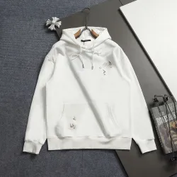 Louis Vuitton Sailboat‑Scene Embroidery Pullover Hoodie Men Sweatshirt, White, Navy Blue #A68175