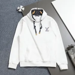 Louis Vuitton Studded Logo Hoodie, White, Navy Blue #A69003
