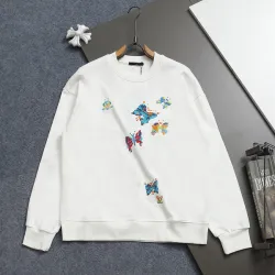 Louis Vuitton White Crew Neck Sweatshirt with Colorful Butterfly Embroidery #B54304