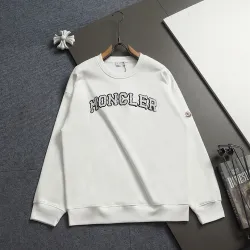 Moncler Classic Logo Embroidered Crew Neck Sweatshirt, White and Black #A69013