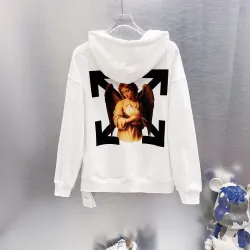 Off-White Angel Painting Arrow Pullover Hoodie, White & Black #A68036