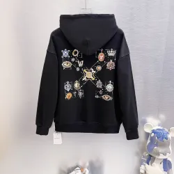 Off-White Embroidered Arrow Graphic Hoodie, Black, White #A69374