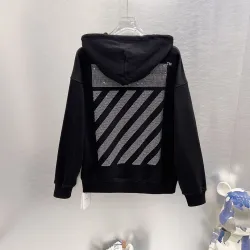 Off‑White Back Mesh Diagonal Stripe Pullover Hoodie, Black White #A68448