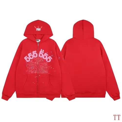 Spider‑5 Men Fleece‑Lined 555 Graphic Zip‑Up Hoodie, Bright Red #A68159