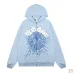 Spider‑5 Men Spider‑Web Graphic Zip‑Up Hoodie, Light Baby Blue #A68160