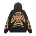 Vale Forever Flame Cross Vintage Washed Zip‑Up Hoodie, Black White #A68441