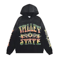 Valley State Flame Sun Graphic Pullover Hoodie, Blue Black #A68443