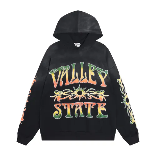 Valley State Flame Sun Graphic Pullover Hoodie, Blue Black #A68443