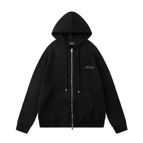 Amiri Colorful Rhinestone Script Zip‑Up Hoodie Jacket, Black #A67854