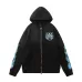 Amiri Hollywood Eagle Blue Flame Sleeve Zip‑Up Hoodie Jacket, Black #A67855
