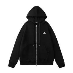 Amiri Minimal Logo Print Zip‑Up Hoodie Jacket, Black #A67853