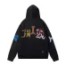 Amiri Multi‑Patch Letter Chenille Embroidery Zip‑Up Hoodie Jacket, Black #A67856