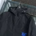 Burberry Blue Embroidered Logo Hooded Windbreaker Jacket, Black #A68473