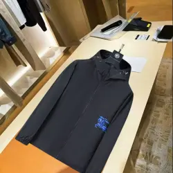Burberry Blue Embroidered Logo Hooded Windbreaker Jacket, Black #A68473