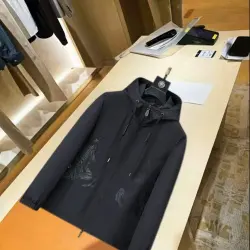 Burberry Knight Print Hooded Windbreaker Jacket, Black #A68479