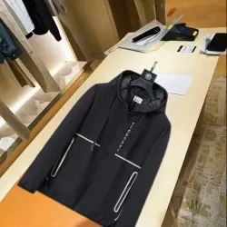 Burberry Letter Print Hooded Windbreaker Jacket, Black #A68477