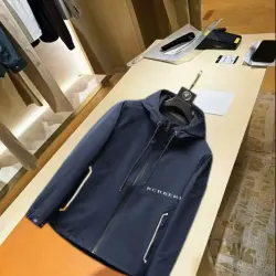 Burberry Letter Print Hooded Windbreaker Jacket, Navy Blue #A68480