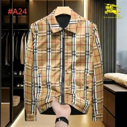 Burberry Men’s Collared Zip‑Up Jacket, Vintage Check & Solid Black #A67895