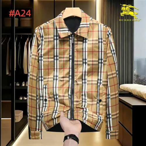 Burberry Men’s Collared Zip‑Up Jacket, Vintage Check & Solid Black #A67895