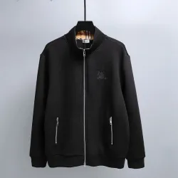 Burberry Stand Collar Full Zip Sweat Jacket With Embroidered Logo, Black #A69405