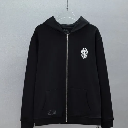 Chrome Hearts American Flag Cross Graphic Full Zip‑Up Hoodie Jacket, Black #A67843