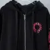 Chrome Hearts Pink Horseshoe Floral Print Full Zip‑Up Hoodie Jacket, Black #A67844