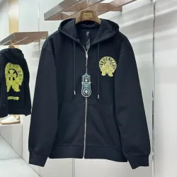 Chrome Hearts Zip Hoodie Red & Yellow Cross Print Front & Back, Multi Colors #A68776