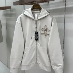 Chrome Hearts Zip Hoodie Vintage Cross Graphic Front & Back, Off White & Black & Red #A68773