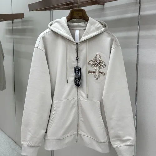 Chrome Hearts Zip Hoodie Vintage Cross Graphic Front & Back, Off White & Black & Red #A68773