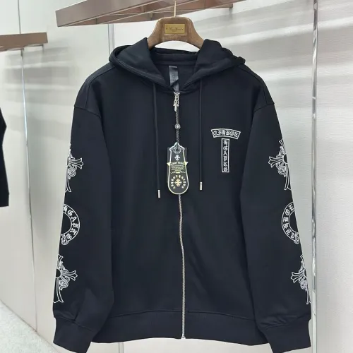 Chrome Hearts Zip Up Hoodie Scroll Print On Sleeves, Off White & Black #A68772