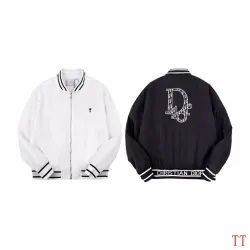 Dior Large D Logo Embroidered Padded Bomber Jacket, White and Black #A69027