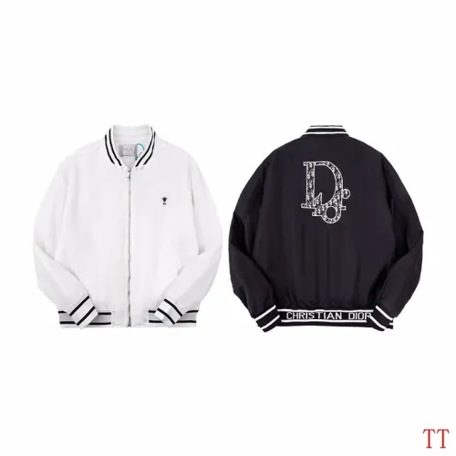 Dior Large D Logo Embroidered Padded Bomber Jacket, White and Black #A69027