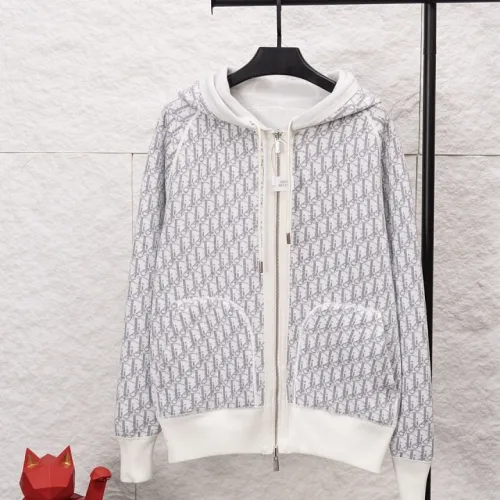 Dior Reversible Oblique Logo Zip Up Hoodie, White and Grey Monogram #A69036