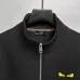 Fendi Full Zip Stand Collar Sweat Jacket With Yellow Eyes Logo, Black #A69403