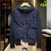 Fendi Men’s Reversible FF‑Print Hooded Jacket, Navy Blue #A67900