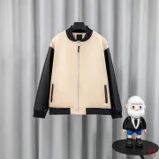 Givenchy Runway Beige Black Sleeve Zip Varsity Jacket #A69179